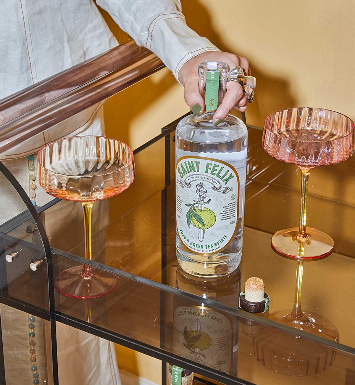 Acrylic Bar Cart in Smoke - Image 5