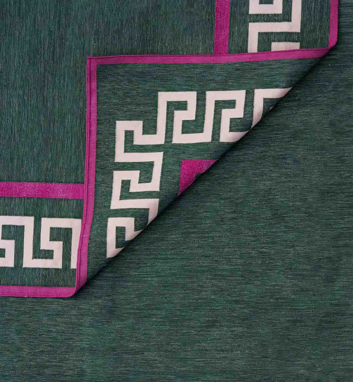 Athina Dhurrie In Forest & Fuchsia - Image 4