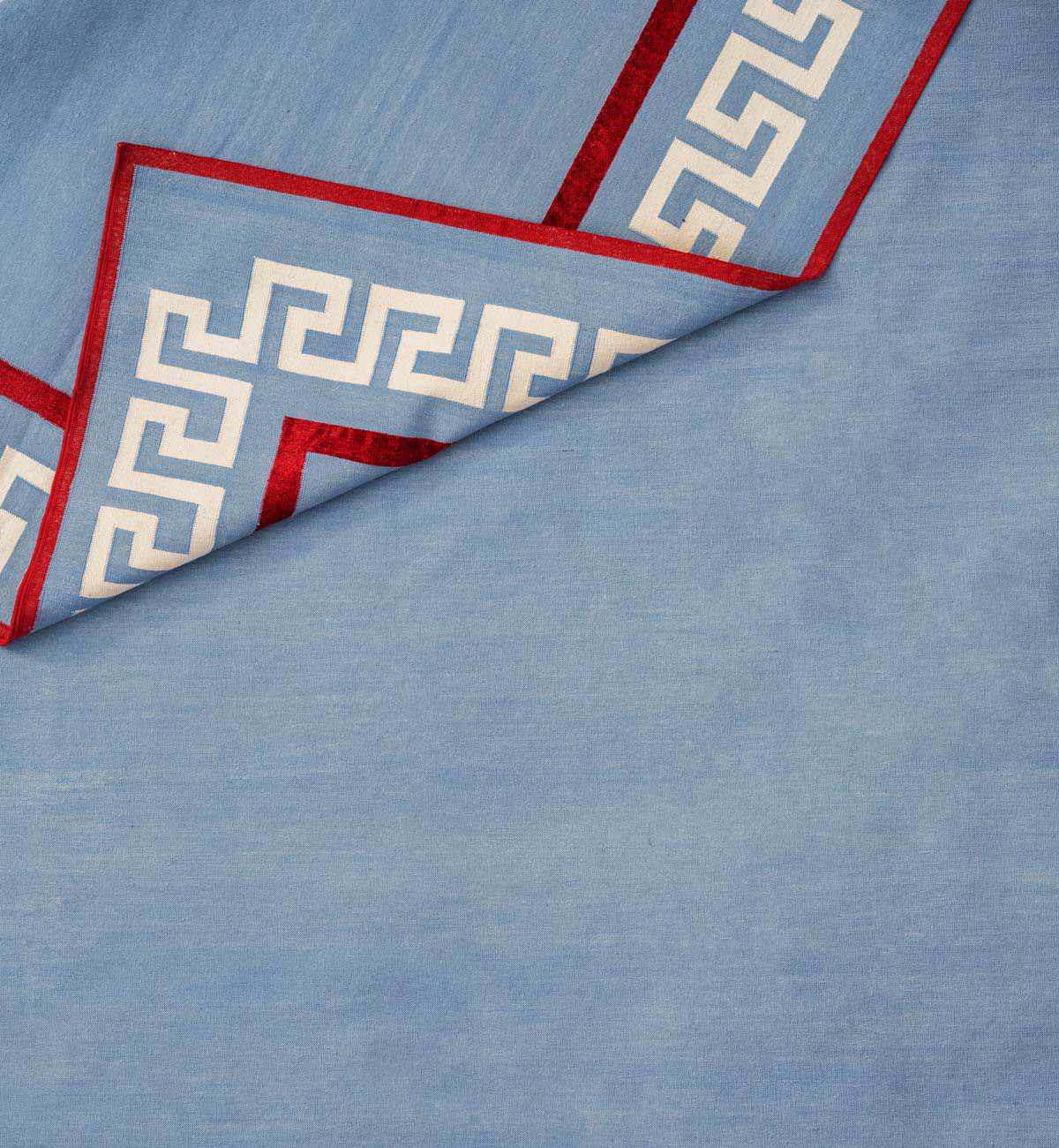 Athina Dhurrie In French Blue & Red - Image 7