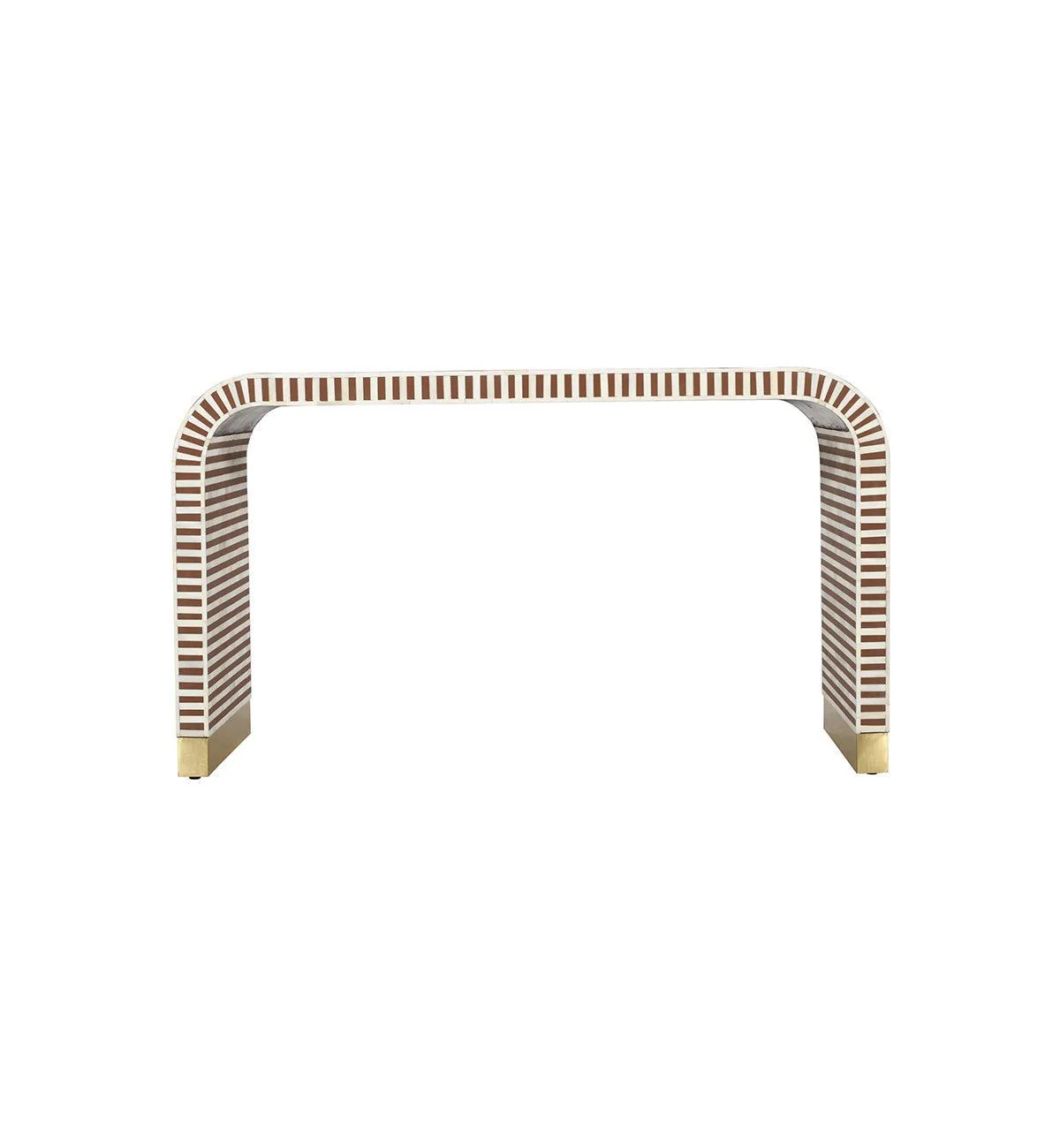 Bone Inlay Curved Console In Chocolate