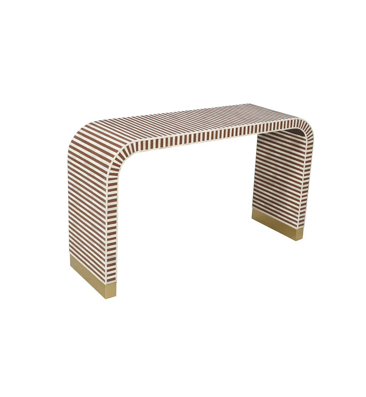 Bone Inlay Curved Console In Chocolate - Image 3
