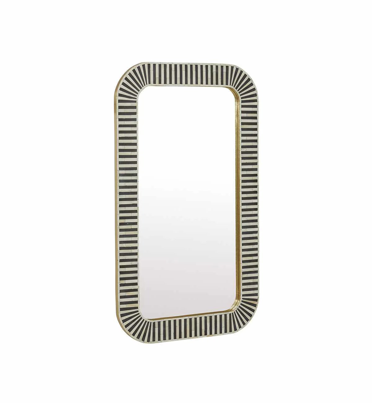 Bone Inlay Curved Mirror In Black - Image 3