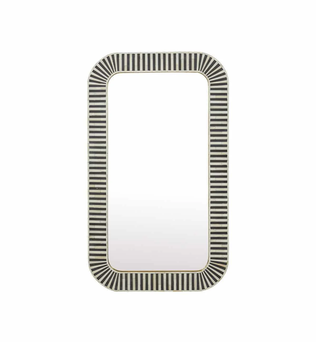 Bone Inlay Curved Mirror In Black - Image 5