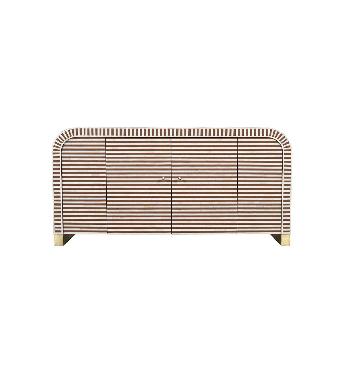 Bone Inlay Curved Sideboard In Chocolate