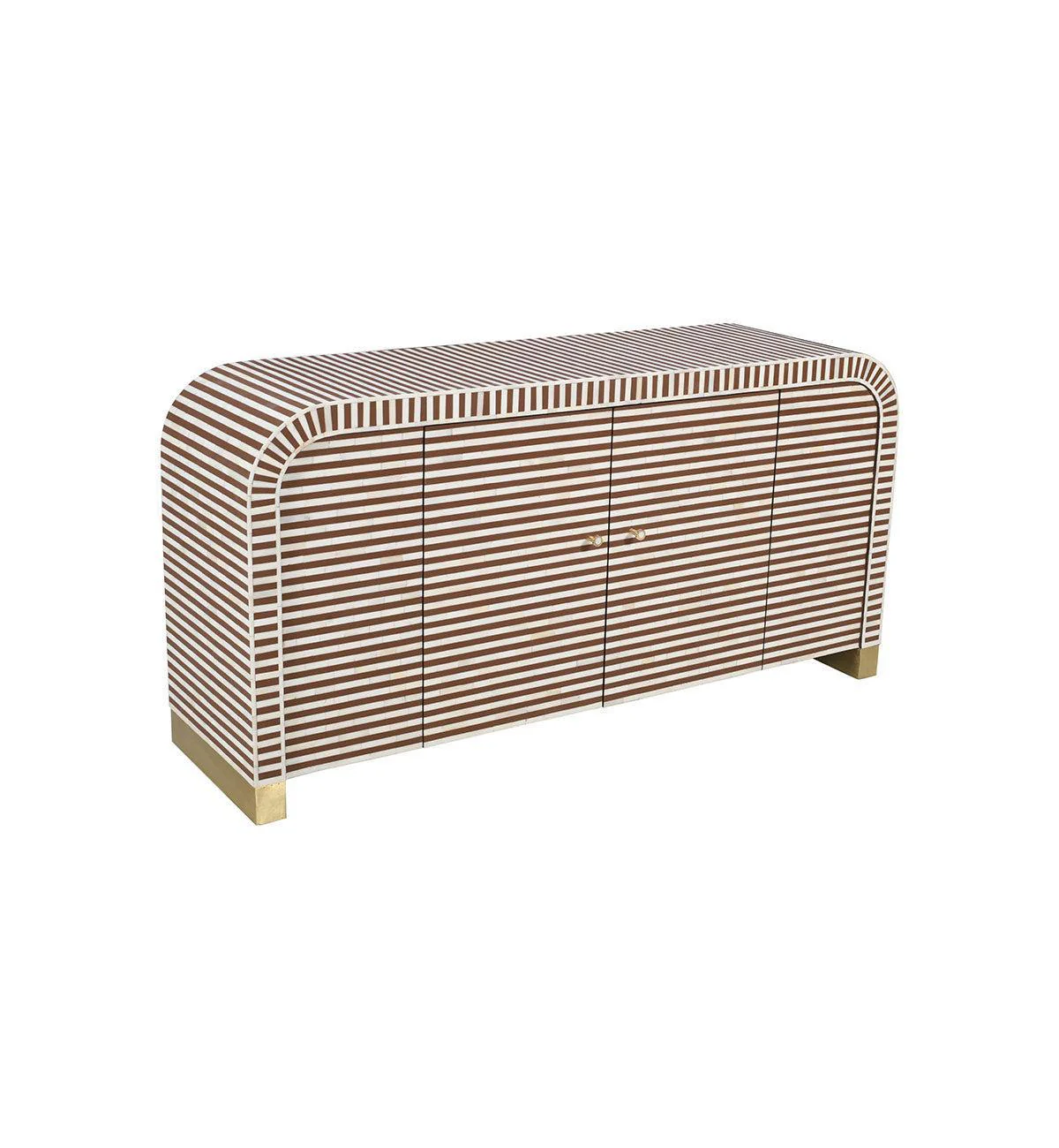 Bone Inlay Curved Sideboard In Chocolate - Image 3