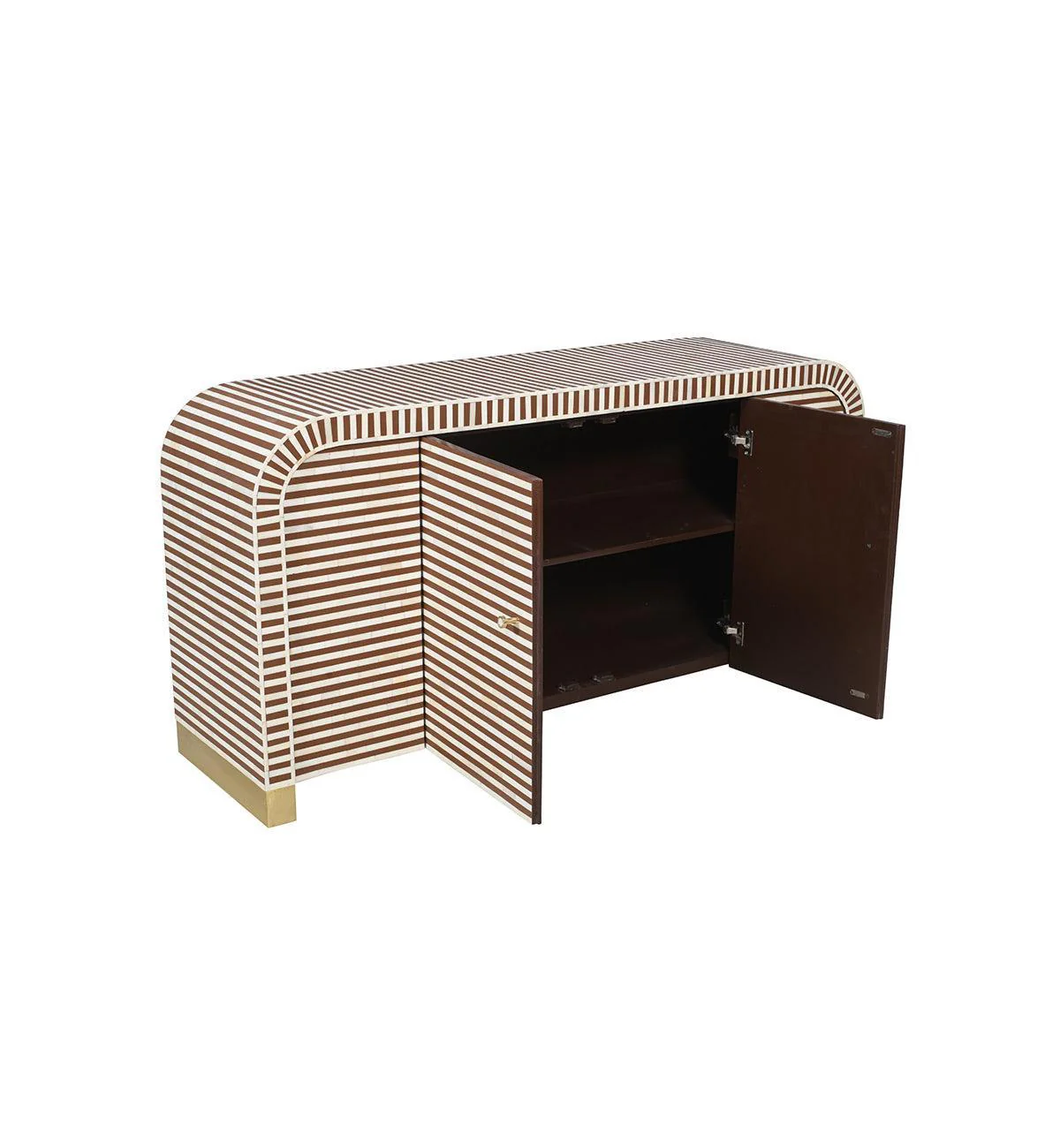 Bone Inlay Curved Sideboard In Chocolate - Image 5
