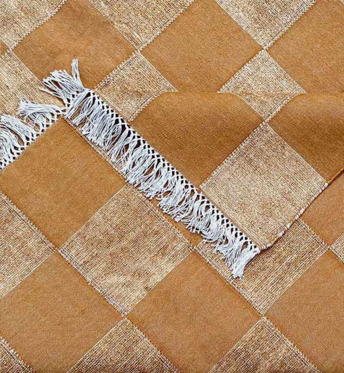 Checkerboard Dhurrie In Camel - Image 10