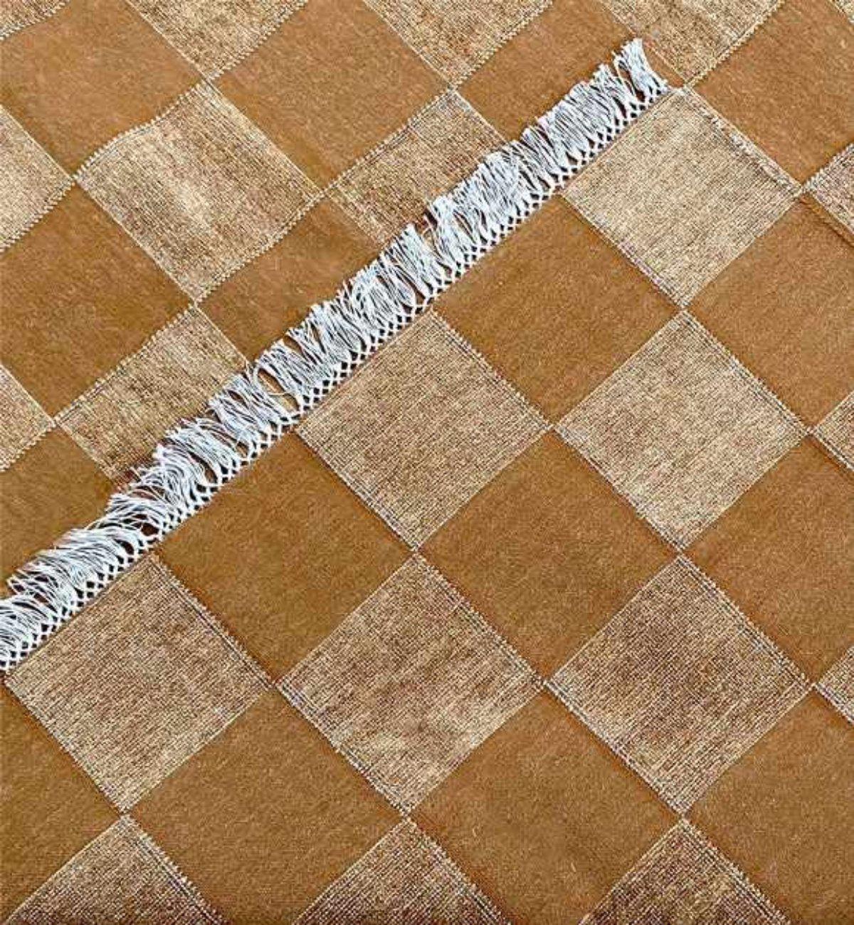 Checkerboard Dhurrie In Camel - Image 12