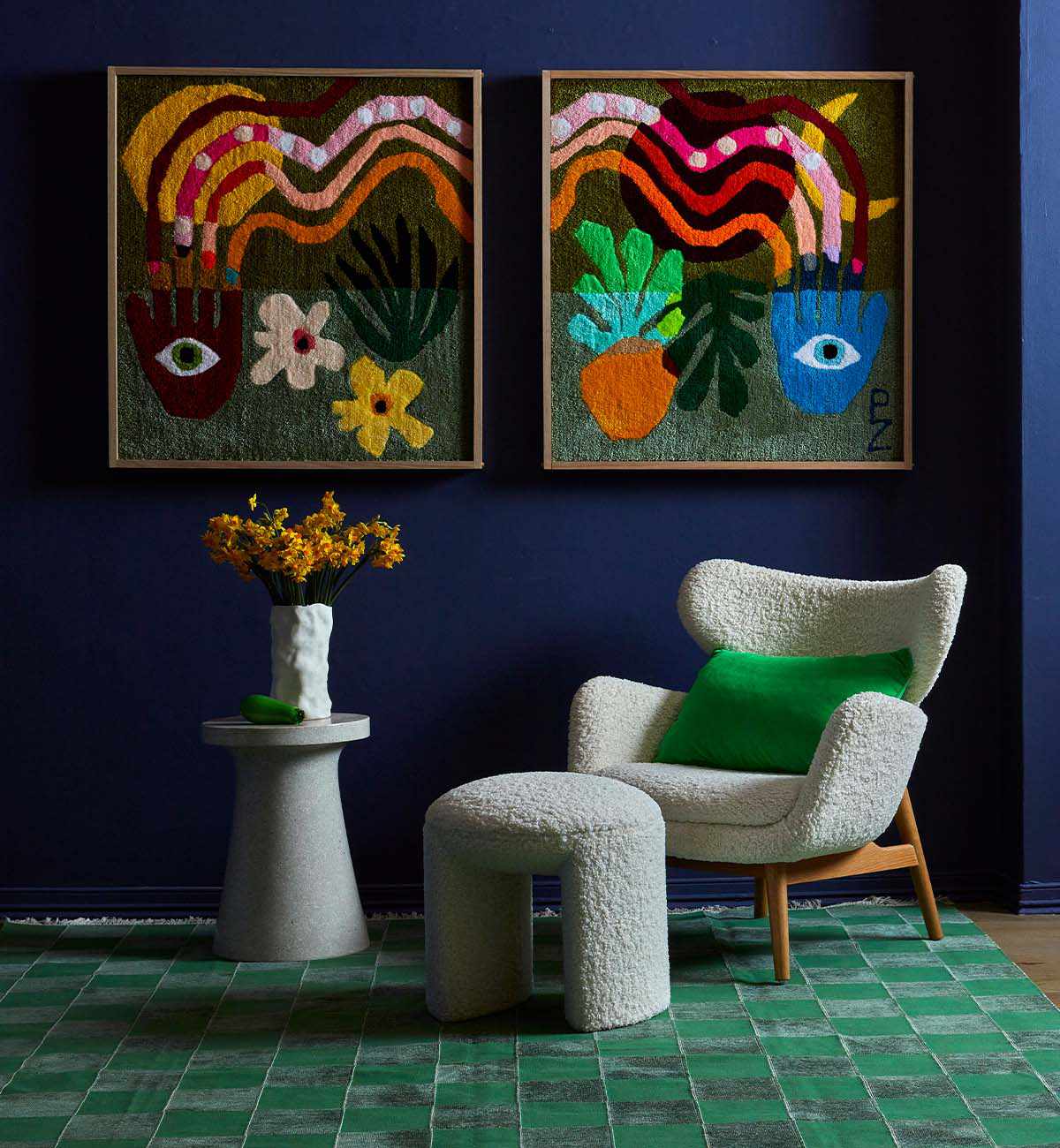 Checkerboard Dhurrie In Fern - Image 4