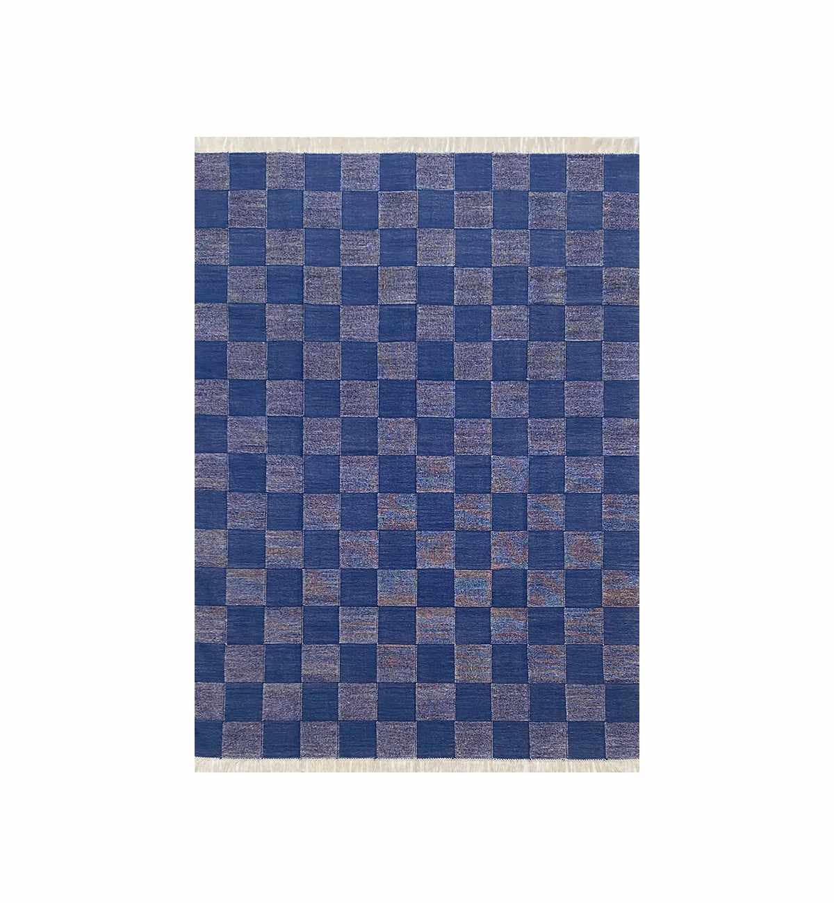 Checkerboard Dhurrie In Indigo