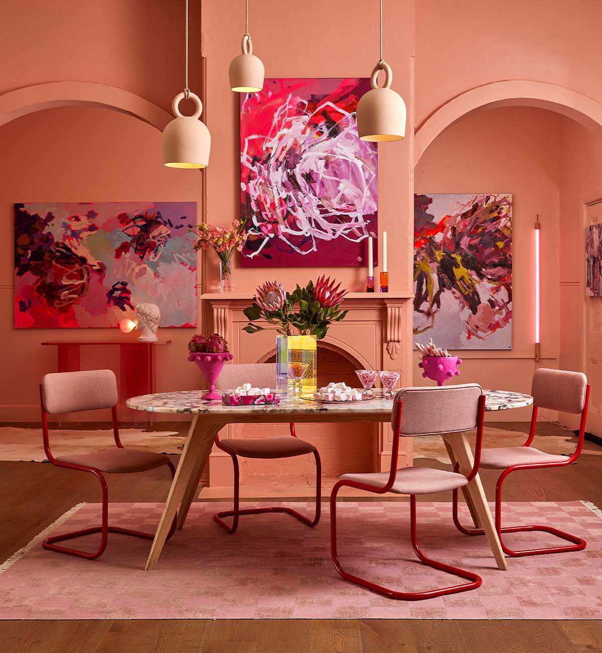 Checkerboard Dhurrie In Rose - Image 9