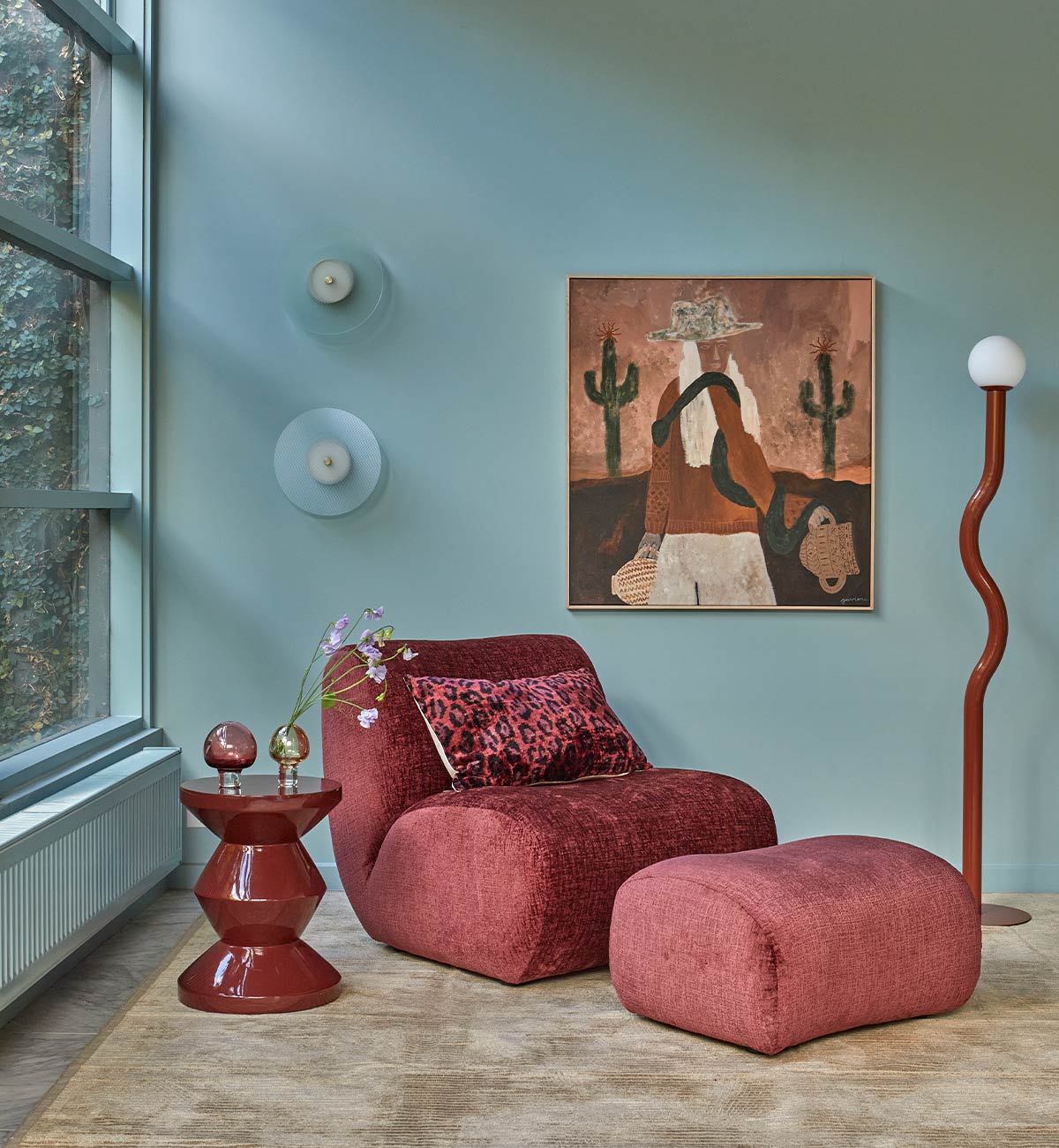 Daydreamer Ottoman in Sangria - Image 2