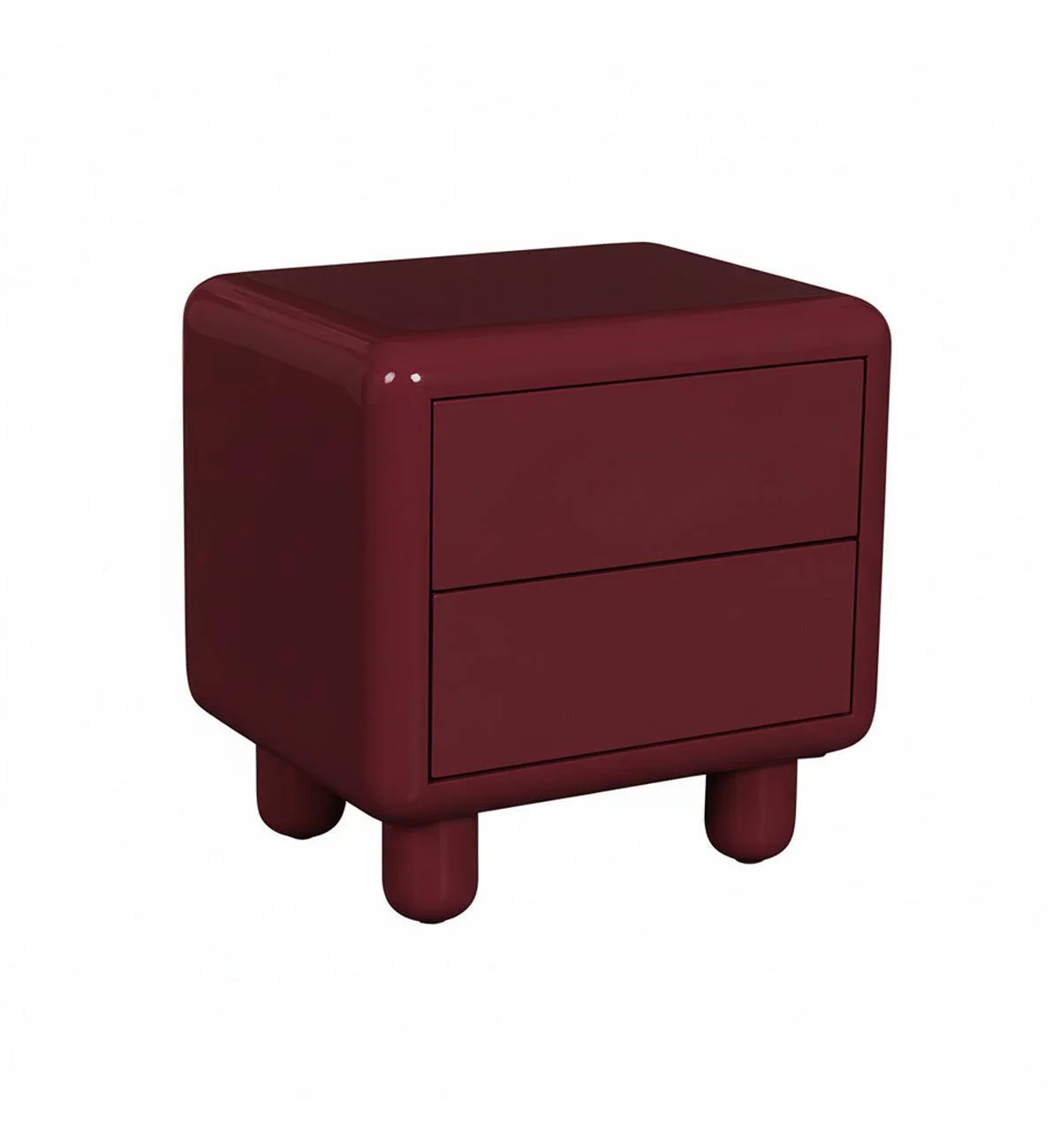 Kip Glossy Bedside Table in Burgundy - Image 2