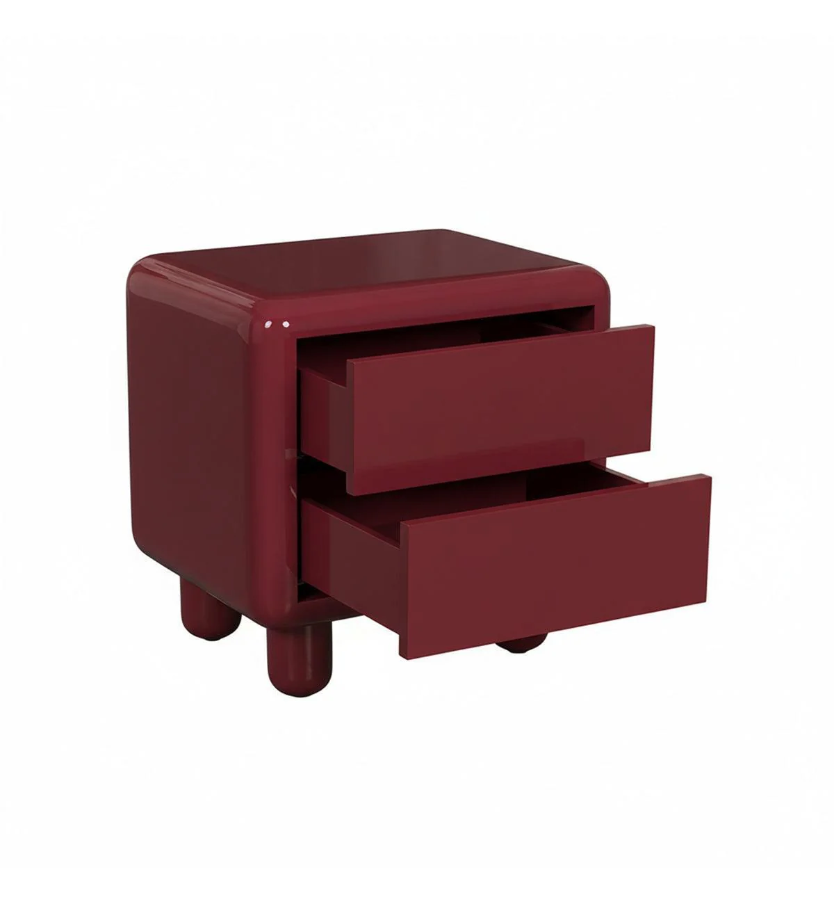 Kip Glossy Bedside Table in Burgundy - Image 3