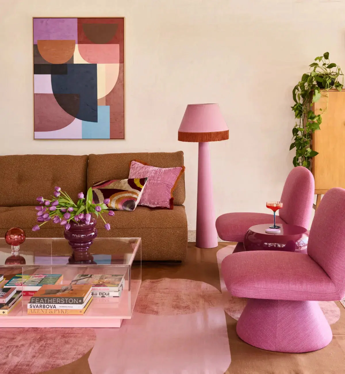 Retro Dhurrie In Rose & Mustard - Image 3