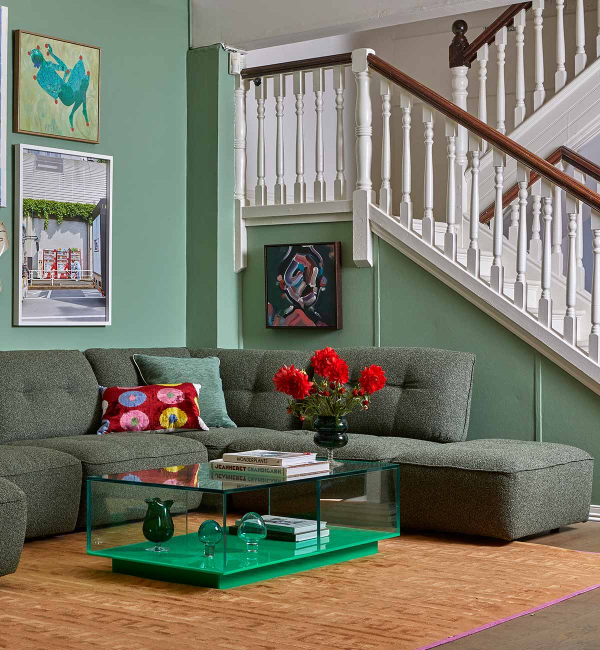 Roommate Sofa - 5 Piece L-Shape Armless In Forest - Image 2