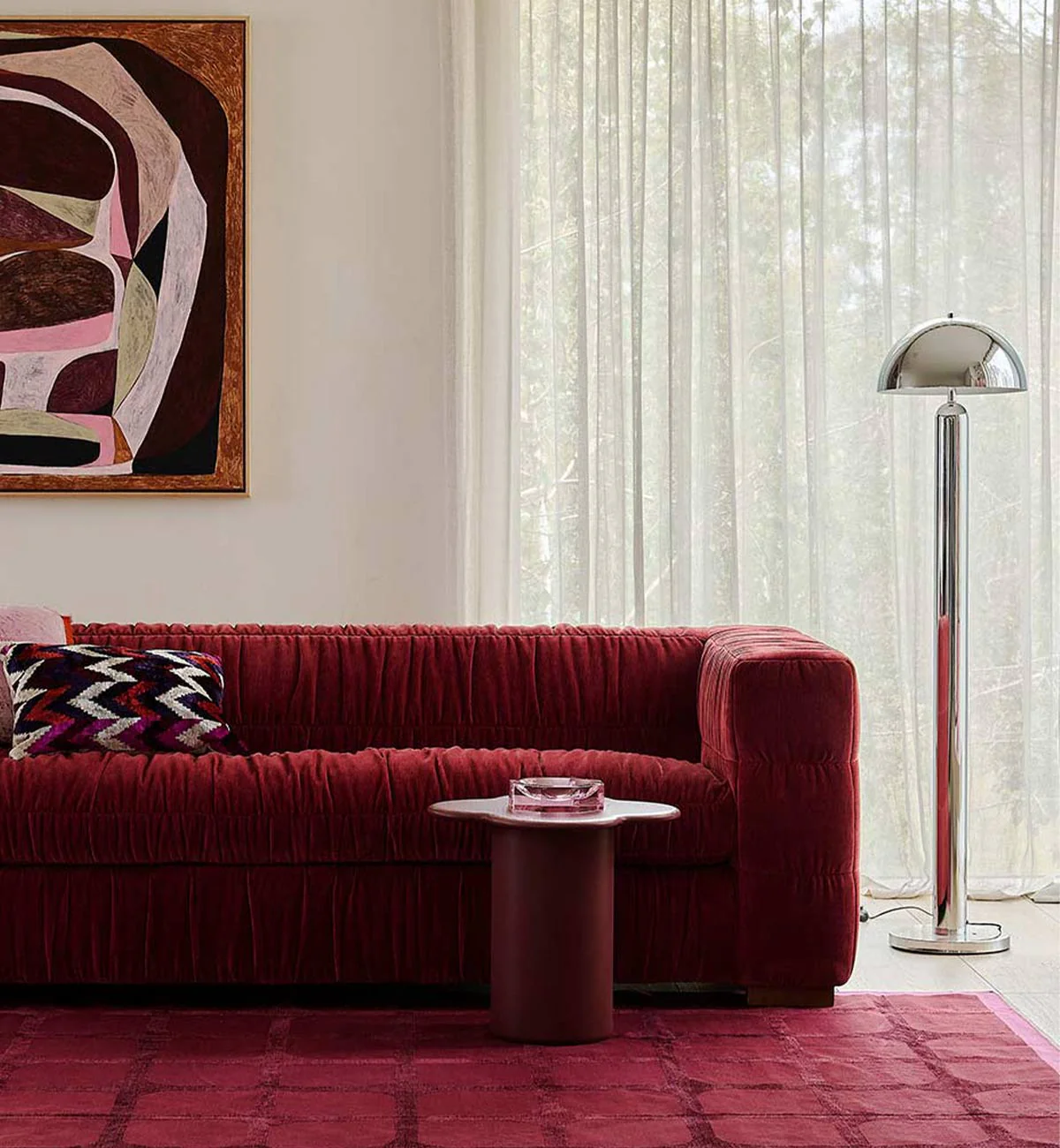 Slouch Sofa In Raspberry - Image 2