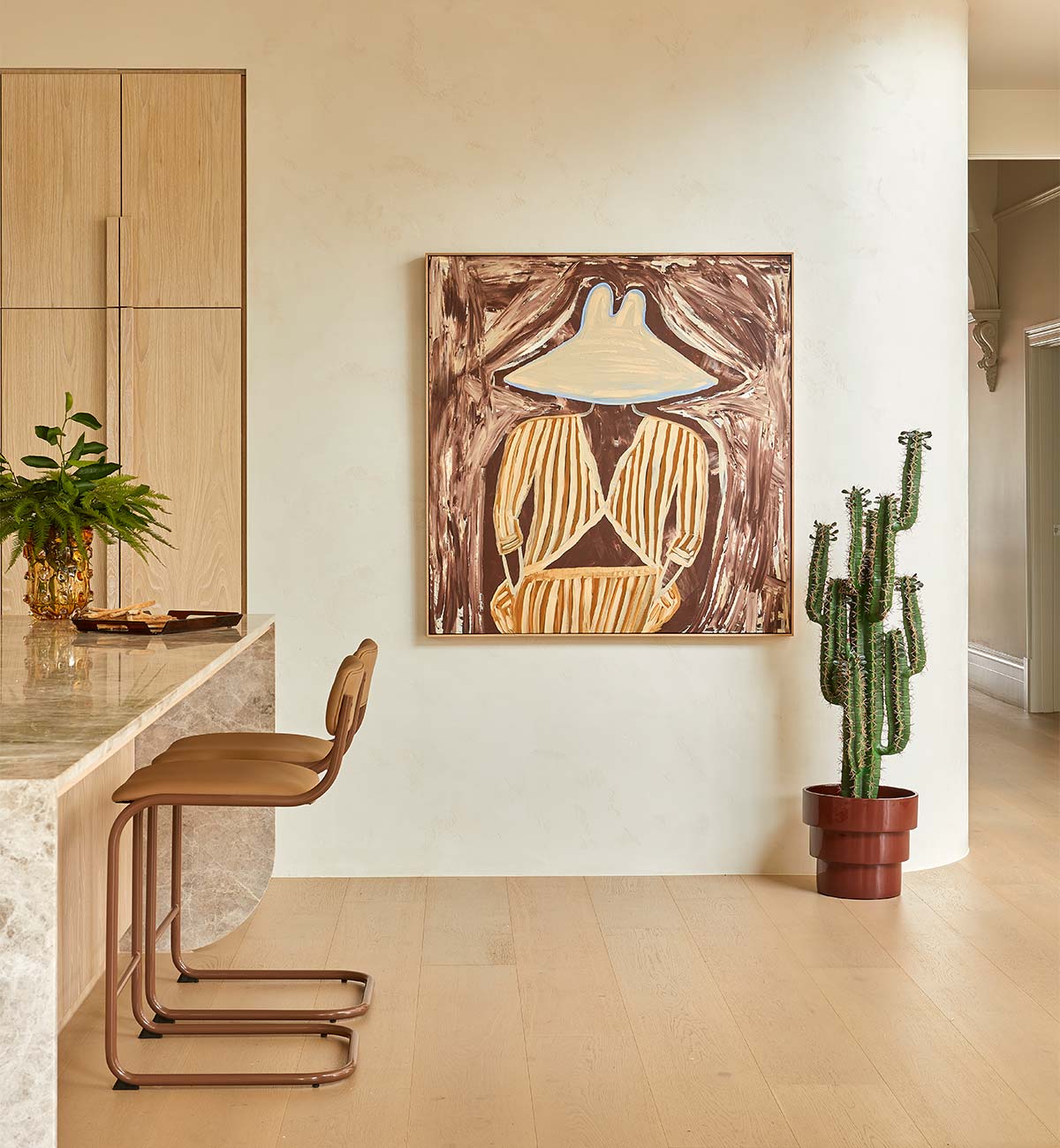 Strut Bar Stool in Mocha Leather - Image 3