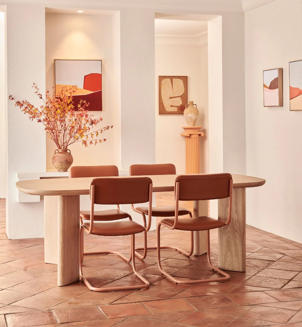 Strut Dining Chair In Tan Leather - Image 4