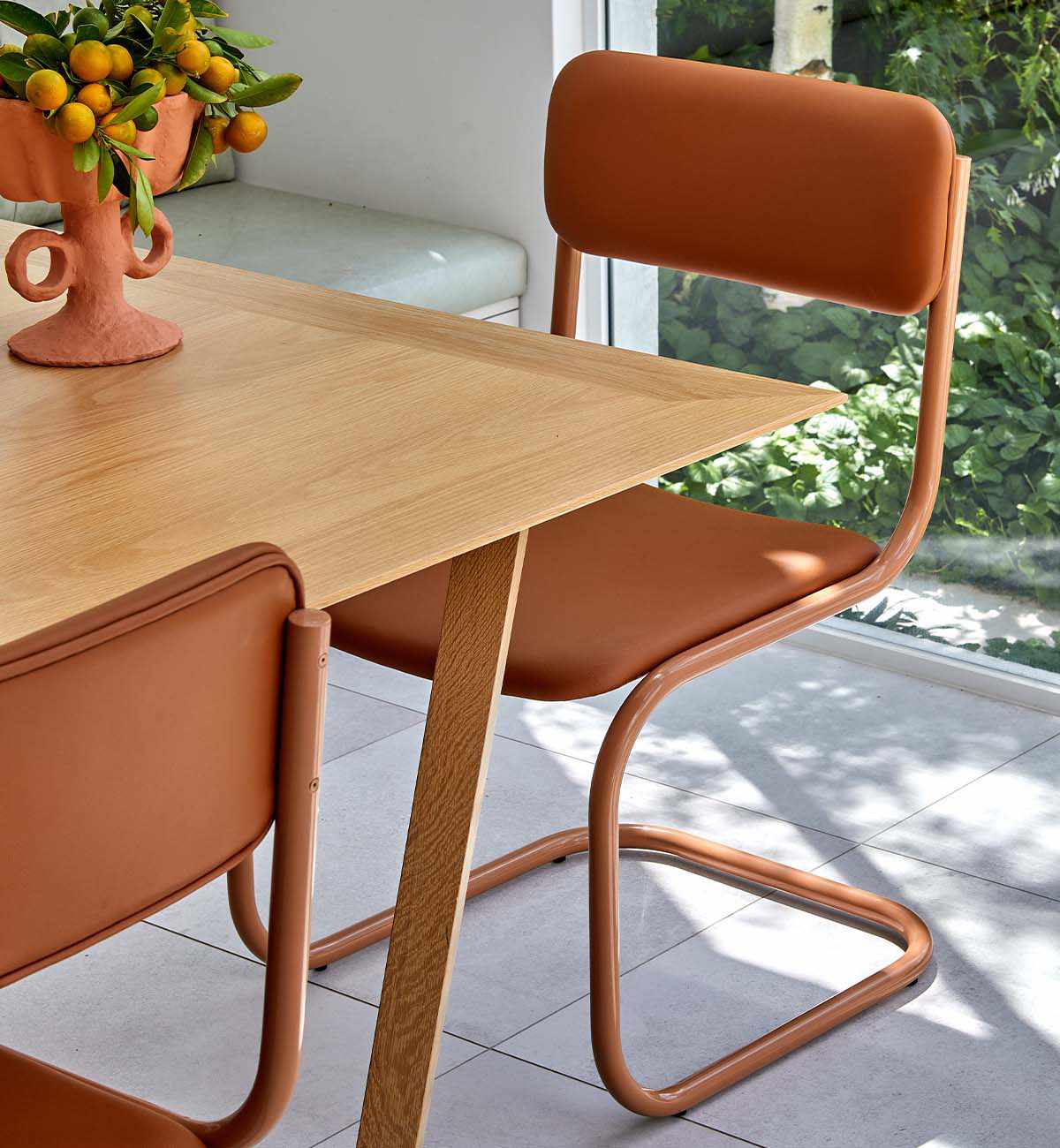 Strut Dining Chair In Tan Leather - Image 9