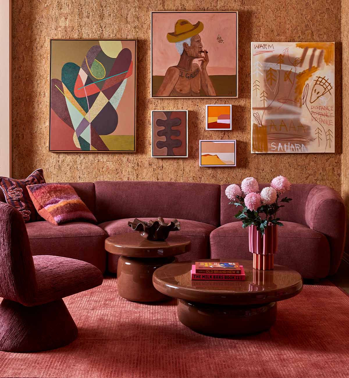 Sunday Sofa Curved 3-Seater In Plum - Image 2