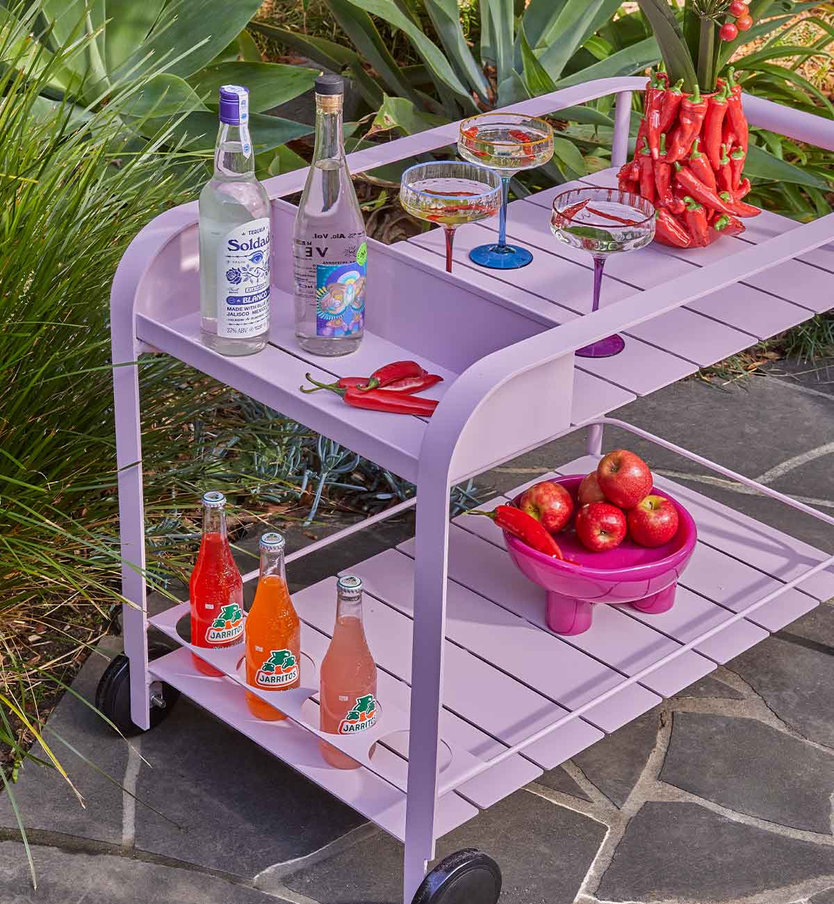 Sundowner Bar Cart in Paloma Pink - Image 3