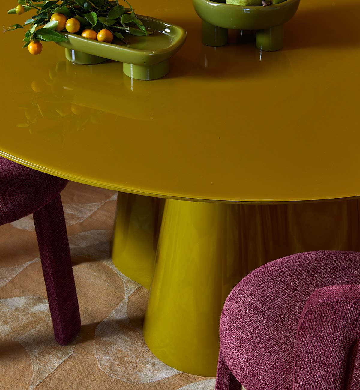 Supper Club Glossy Round Dining Table in Golden Olive - Image 3
